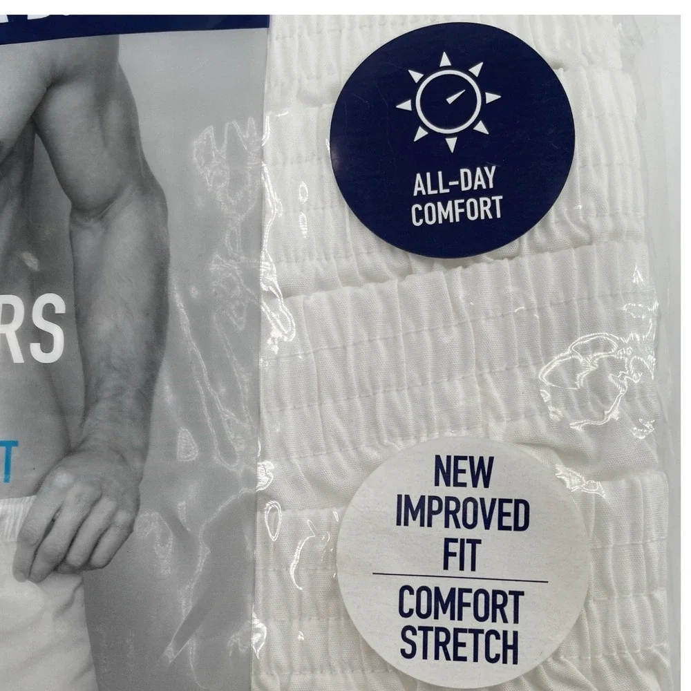 Stafford Mens 4 Pack Woven Boxers 100% Cotton White Comfort Stretch XL Button